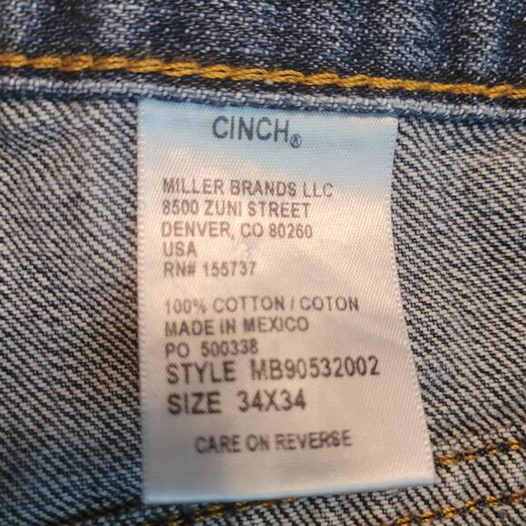 Cinch Jeans Bronze Label Slim Fit Tapered Size 34x34 Measures 32x33 MB90532002 - Picture 5 of 10